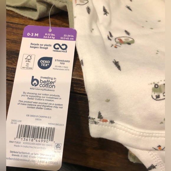 Gerber 3 Pack Of Onesies & Hooded Towel With Three Matching Washcloths all NWT - Picture 7 of 11